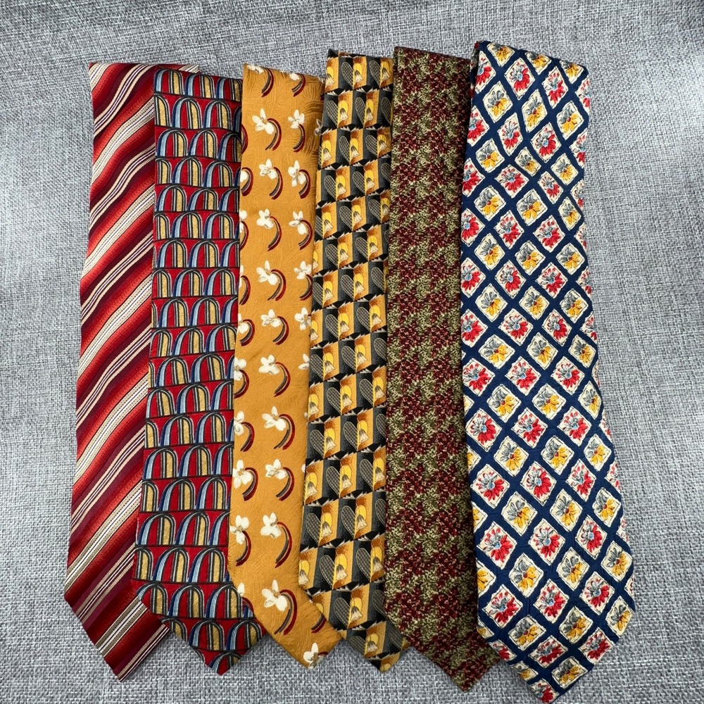 Ermenegildo Zegna Lot of 6 Silk Ties Multi Pattern Color Made in Italy Neckties